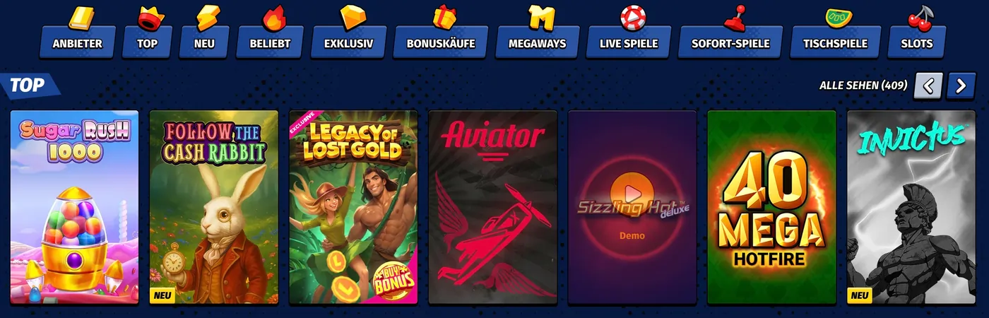 BigClash Casino Spielauswahl