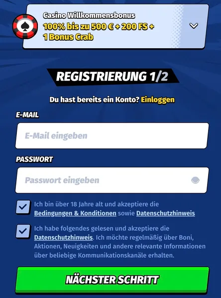 BigClash Casino Registrierung
